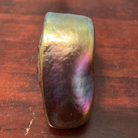 Iridescent Art Glass Angel Cupid Heart Paperweight Signed Robert Held Dated 1998 - Picture 9 of 9